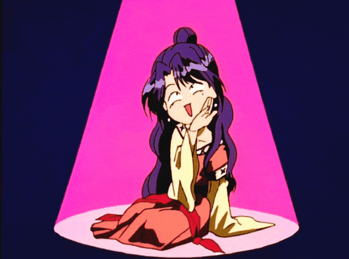 A Cartoon Girl Is Sitting In A Pink Light GIF