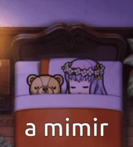 A Cartoon Girl Is Sleeping In A Bed With A Teddy Bear . GIF