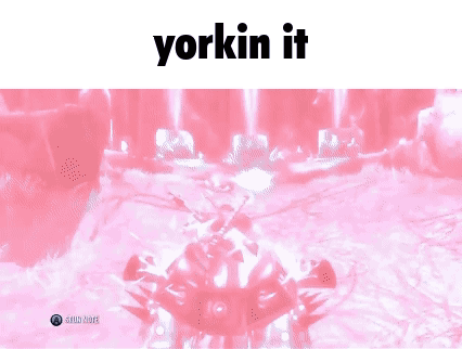 A Cartoon Girl Is Standing In A Dark Room With The Words Yorkin It Above Her GIF