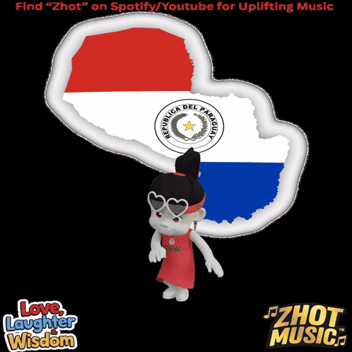 a cartoon girl is standing in front of a paraguay map