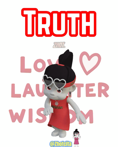 A Cartoon Girl Is Standing In Front Of A Sign That Says " Truth " GIF