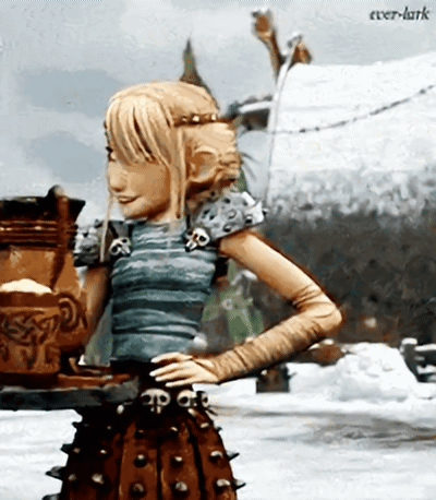 A Cartoon Girl Is Standing In The Snow Holding A Tray Of Food . GIF