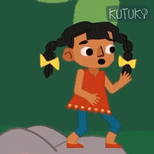 A Cartoon Girl Is Standing On A Rock And Covering Her Mouth With Her Hands And The Word Kutuk Is Above Her GIF