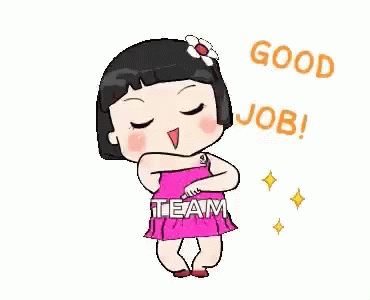 A Cartoon Girl Is Standing With Her Arms Crossed And Saying `` Good Job ! '' GIF