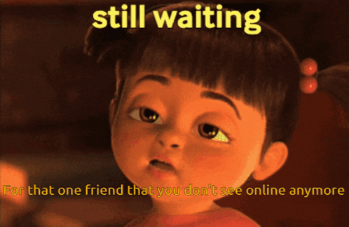 A Cartoon Girl Is Waiting For A Friend That She Does Not See Online Anymore GIF