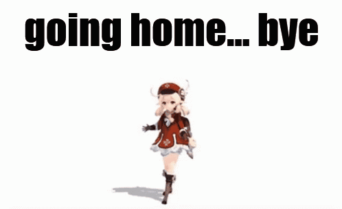 A Cartoon Girl Is Walking With The Words `` Going Home ... Bye '' Written Above Her . GIF