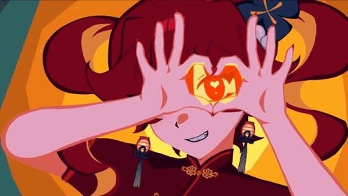 A Cartoon Girl Making A Heart With Her Hands GIF