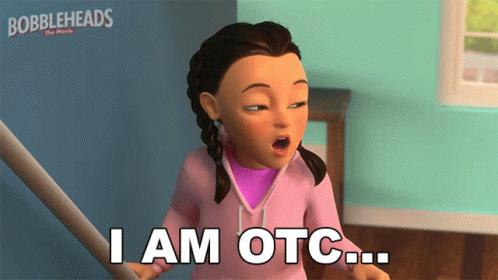 A Cartoon Girl Says I Am Otc In Front Of A Poster For Bobbleheads GIF