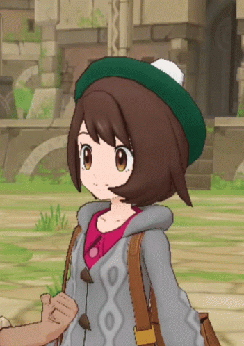 A Cartoon Girl Wearing A Green Hat And A Sweater GIF