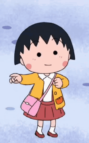 A Cartoon Girl Wearing A Pink Purse And A Yellow Jacket GIF