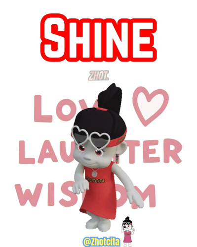 A Cartoon Girl Wearing A Red Headband With The Word Shine On It GIF