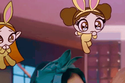 A Cartoon Girl Wearing Bunny Ears Is Crying GIF