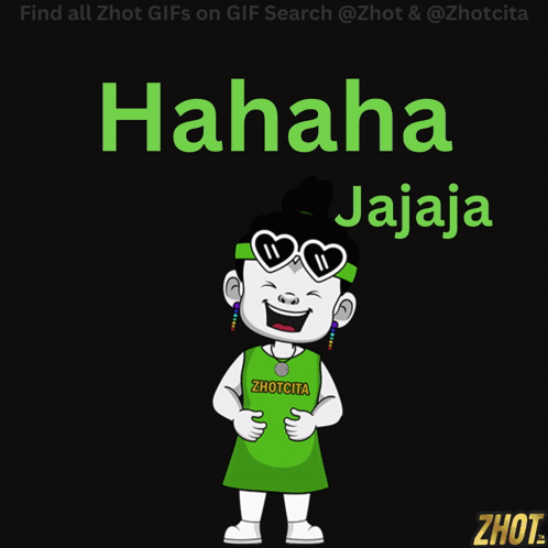 A Cartoon Girl Wearing Heart Shaped Sunglasses And A Green Shirt That Says ' Zhotcita ' On It GIF