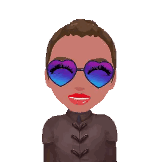 a cartoon girl wearing heart shaped sunglasses and surrounded by pink hearts
