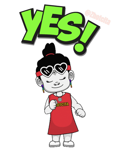 A Cartoon Girl Wearing Sunglasses And A Hotcita Shirt Says Yes GIF