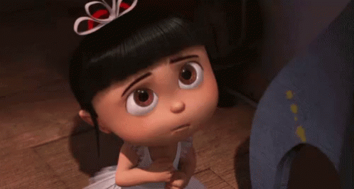 A Cartoon Girl With A Bow On Her Head Is Sitting On The Floor With Her Eyes Closed . GIF