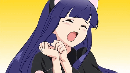 A Cartoon Girl With A Cat Ear On Her Head Is Yawning GIF