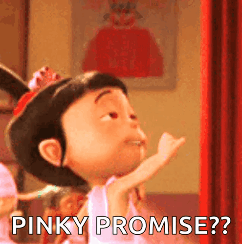 A Cartoon Girl With A Crown On Her Head Is Asking For A Pinky Promise GIF