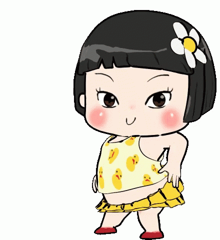 A Cartoon Girl With A Flower In Her Hair Is Dancing In A Yellow Dress GIF