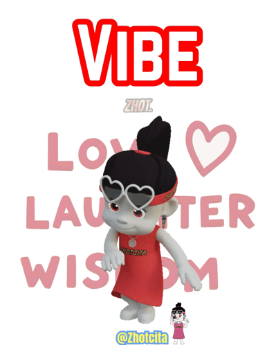 A Cartoon Girl With A Headband That Says Vibe On It GIF