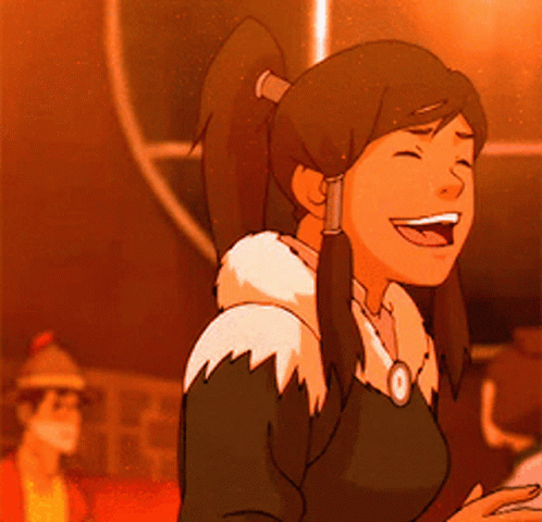 A Cartoon Girl With A Ponytail Is Laughing GIF