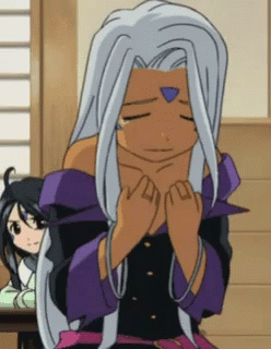 A Cartoon Girl With A Purple Triangle On Her Forehead GIF