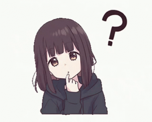 A Cartoon Girl With A Question Mark On Her Head GIF