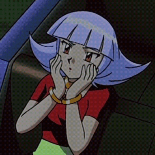 A Cartoon Girl With A Red Shirt And A Yellow Bracelet On Her Wrist GIF