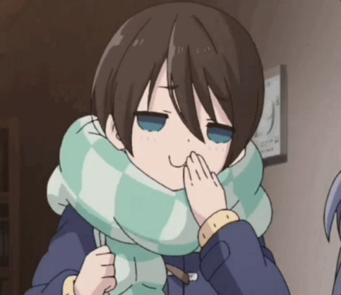 A Cartoon Girl With A Scarf Around Her Neck Covering Her Nose GIF