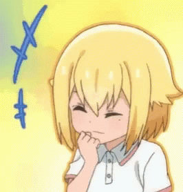 A Cartoon Girl With Blonde Hair And A White Shirt Is Thinking GIF
