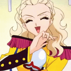 A Cartoon Girl With Blonde Hair And A Yellow Jacket GIF