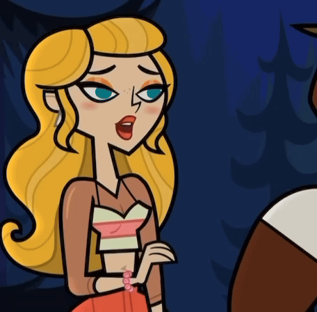 A Cartoon Girl With Blonde Hair And Blue Eyes Is Standing Next To A Man . GIF