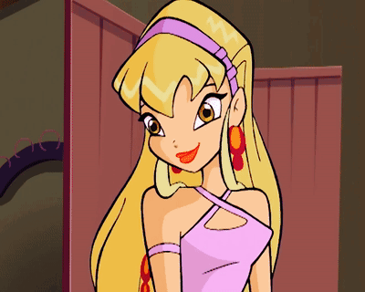 A Cartoon Girl With Blonde Hair Wearing A Pink Top GIF