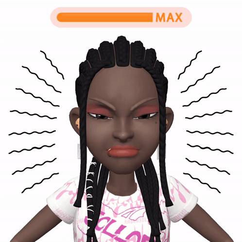 A Cartoon Girl With Braids And A Imax Bar Behind Her GIF
