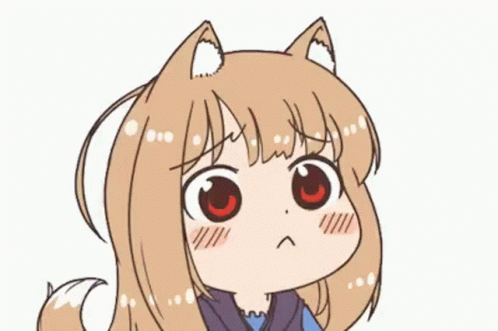 A Cartoon Girl With Cat Ears And Red Eyes Is Making A Sad Face . GIF
