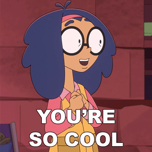 A Cartoon Girl With Glasses And The Words You 'Re So Cool GIF