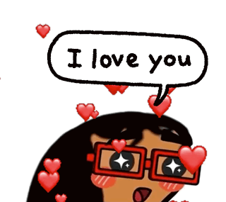 A Cartoon Girl With Glasses Says I Love You In A Speech Bubble GIF