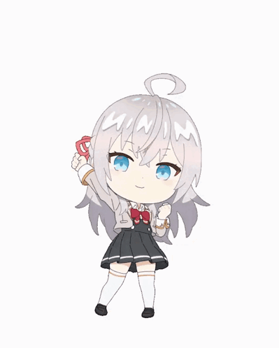 A Cartoon Girl With Gray Hair And Blue Eyes GIF