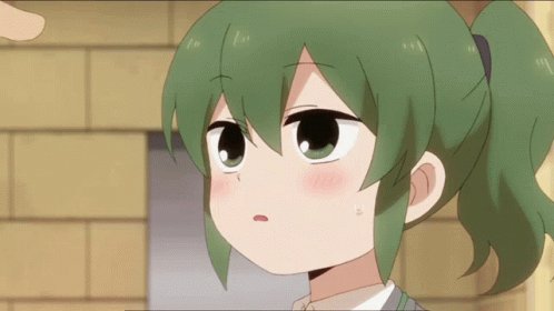 A Cartoon Girl With Green Hair And A Ponytail Has A Surprised Look On Her Face GIF
