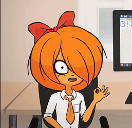 A Cartoon Girl With Orange Hair Is Sitting In Front Of A Computer Screen GIF