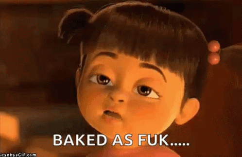 A Cartoon Girl With Pigtails Is Saying Baked As Fuk ... GIF