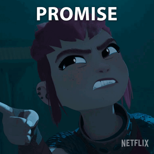 A Cartoon Girl With Purple Hair And A Promise Netflix Logo Behind Her GIF