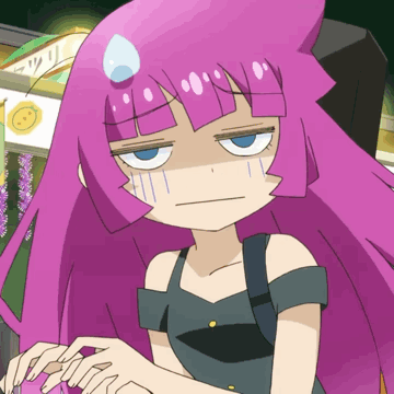 A Cartoon Girl With Purple Hair Has A Tear Running Down Her Face GIF
