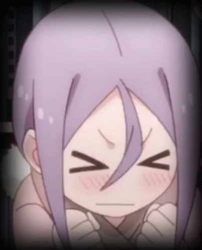 A Cartoon Girl With Purple Hair Is Making A Funny Face GIF