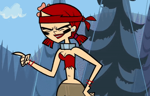 A Cartoon Girl With Red Hair And A Bandana On Her Head Is Pointing GIF