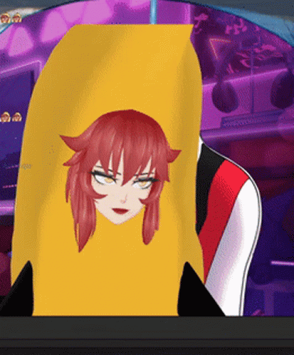A Cartoon Girl With Red Hair Is Wearing A Yellow Hoodie GIF
