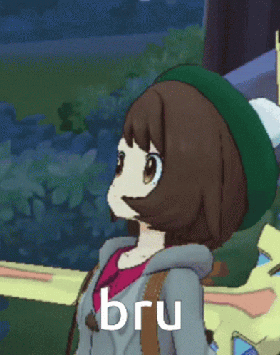 A Cartoon Girl With The Word Bru Written On Her Face GIF