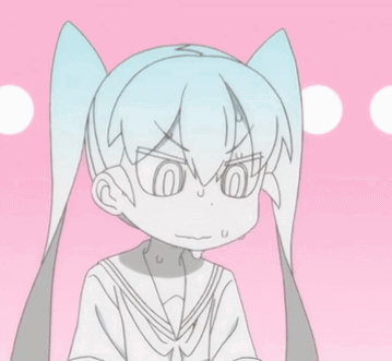 A Cartoon Girl With White Hair And Pigtails Is Making A Funny Face GIF