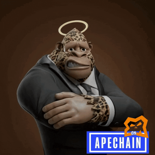 Cartoon Gorilla In Suit With Halo GIF