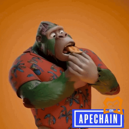 Cartoon Gorilla Eating With Apechain Box GIF